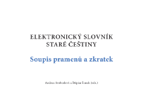 Nová publikace k Elektronickému slovníku staré češtiny