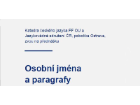 Pozvánka na přednášku: Osobní jména a paragrafy